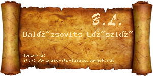 Balázsovits László névjegykártya